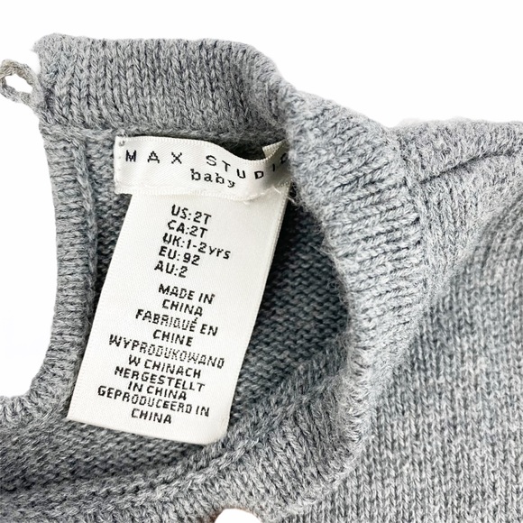 Max Studio Baby Gray Fur Leopard Knit Sweater Dress 2T - Picture 3 of 4